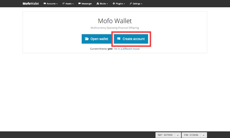 MoFo Wallet alkunäkymä