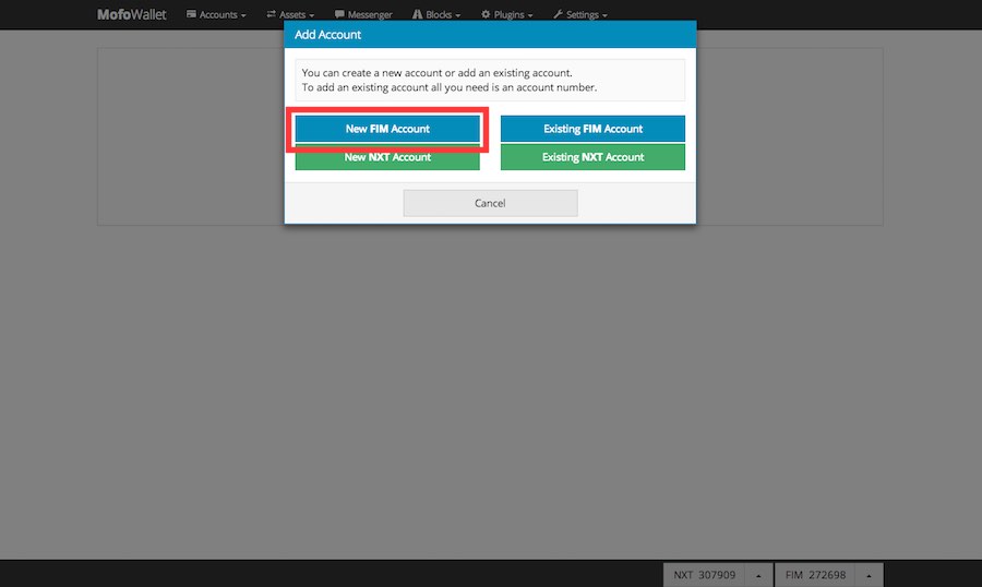 MoFo Wallet - New FIM Account