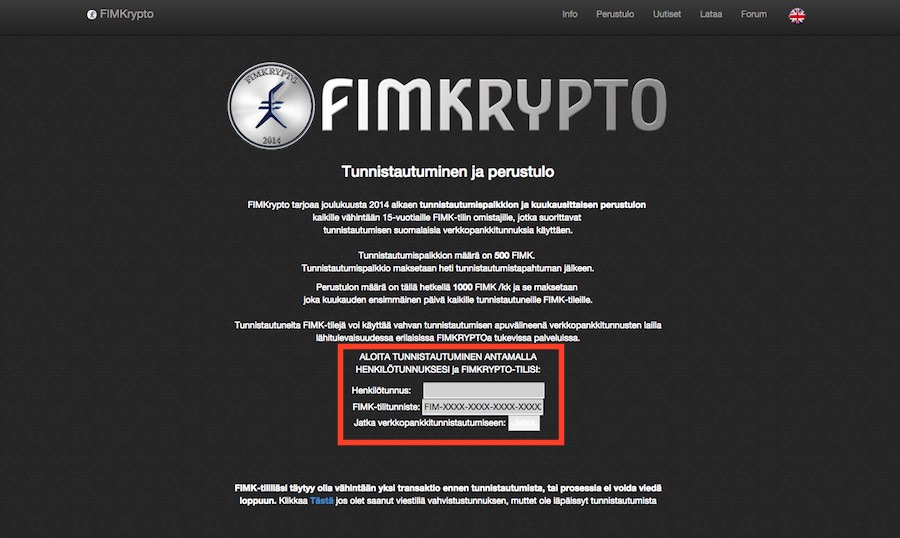 Perustulon saajaksi tunnistautuminen
